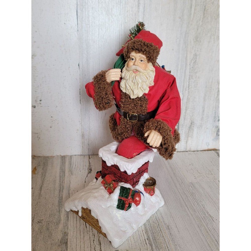 Santa Claus gift‎ delivery chimney rooftop figure toys xmas glitter